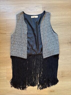 AUM Apparel Black & Gray Fringe Vest